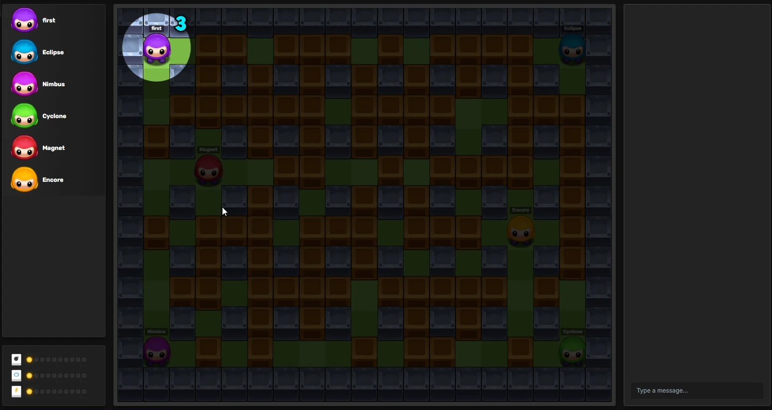 Six players in the Bomb Frenzy maze as the countdown begins