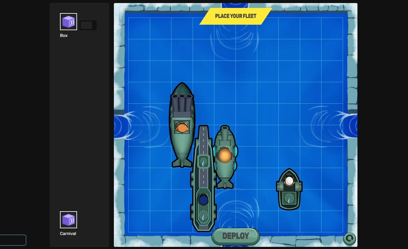 Grid Warfare setup: placing your fleet on the grid before the battle
