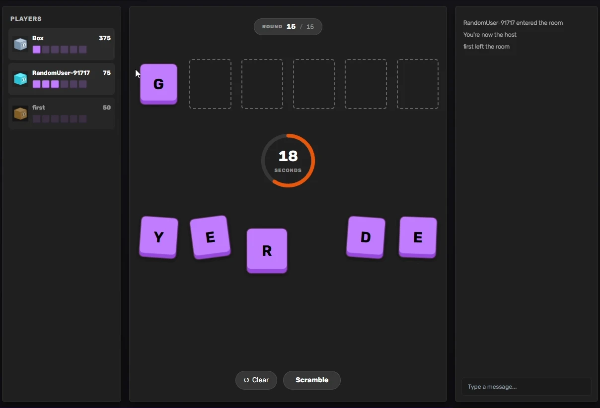 Spelling a six-letter word in Word Rush, one tile at a time